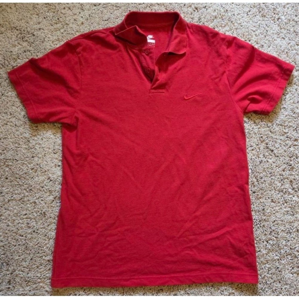 2000s Nike Golf Polo Men's LARGE Varsity Red Swoosh 100% Cotton Short Sleeve